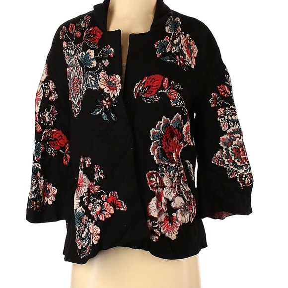 Anthropologie Sweaters - ANTHROPOLOGIE MOULINETTE SOEURS BLACK FLORAL CARDIGAN